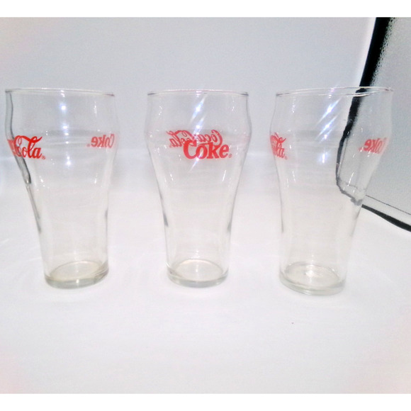 Vintage Coca-Cola Coke Soda Fountain Glass Red Double SIded Logo Red Letter Coke - Picture 10 of 16